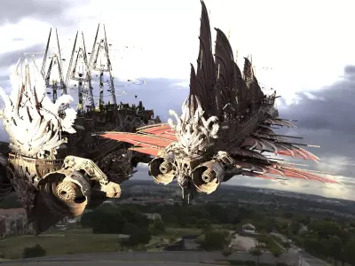 Samurai Airship Dragon Master 2 versions 3D model