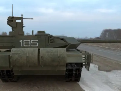 Battle-Worn T90MS Main Battle Tank - 3D Model Low-poly 3D model