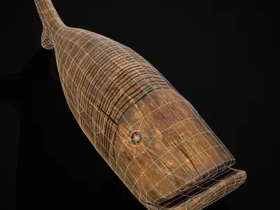 Medieval Wooden Fish Toy Low-poly 3D model