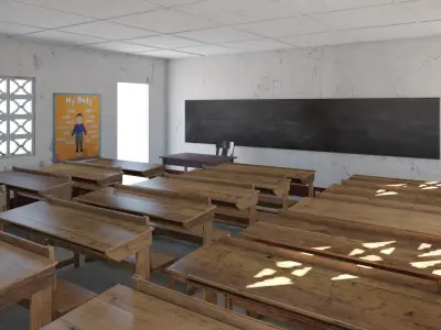 African Primary School Architecture Uganda Classroom V1 3D model