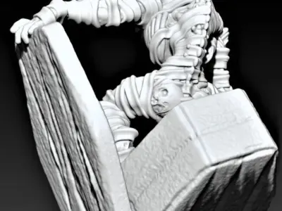 Mummy skeleton in box 3D print model