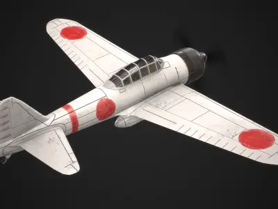 Mitsubishi A6M Zero Low-poly 3D model