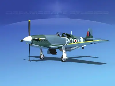 North American Mustang X RAF V07 3D model