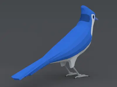 Low Poly Cartoon Blue Jay Low-poly 3D model