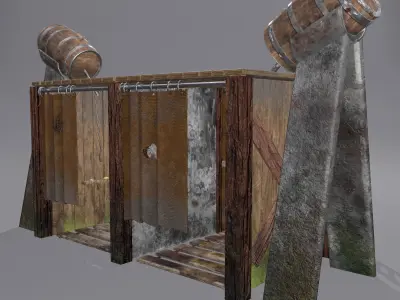 Medieval Outdoor Shower Free low-poly 3D model