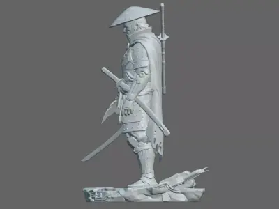 Cyberpunk Samurai Miniature Sci Fi Ronin Warrior 3D print model