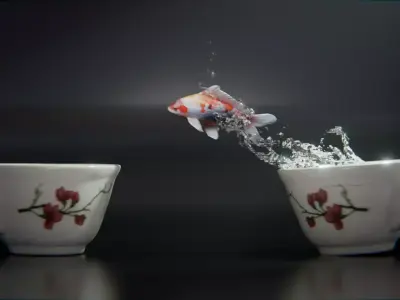 Koi Fish Tea Cup 3D model