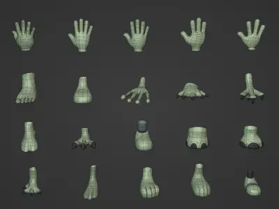 Cartoon Hands and Feet Pack Low-poly 3D model