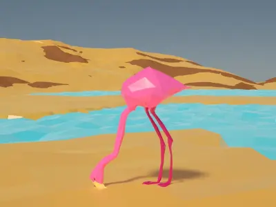 Pink Flamingo sylized 3d model Low-poly 3D model