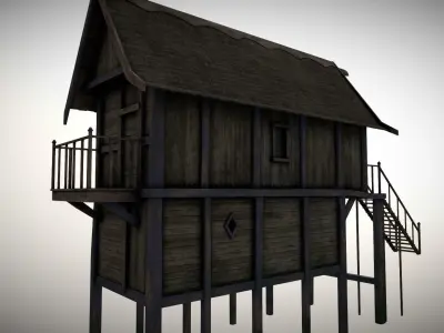 Medieval lake village - House 13 Low-poly 3D model