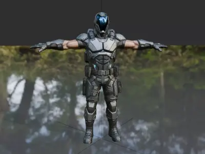 Sci-Fi Bounty Hunter Character  Low-poly 3D model