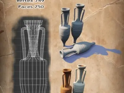 Amphora rar Low-poly 3D model