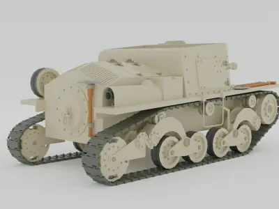 Cartoon Semovente L40 da 47-32 Tank 3D model