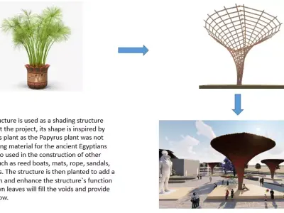 Revit Papyrus Shade Structure Low-poly 3D model