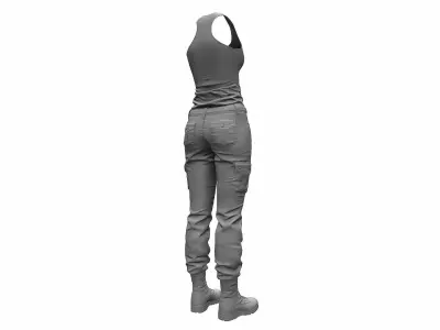 Womens Tactical Cargo pants and Tops - High Poly 3D model