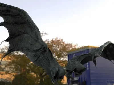 Dragon wings with UVs version 2 longer 3D model