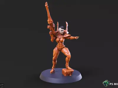 Space Elf Female Soldier Pose 2 - 8 Variants and 2 Pinups 3D print model