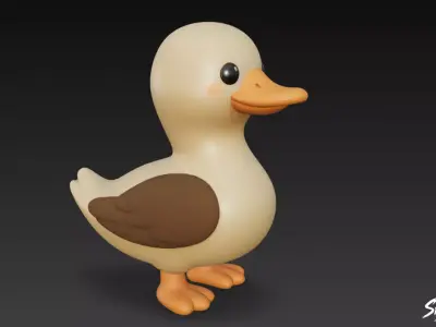 Cartoon Plush Goose Low-poly 3D model