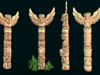 Stylized Wood Totem 8 Low-poly 3D model