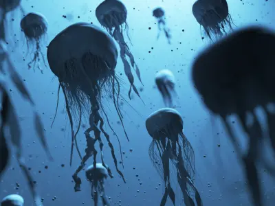 jellyfish with long tentacles 3D model