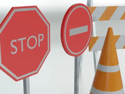 road work equipment Low-poly 3D model