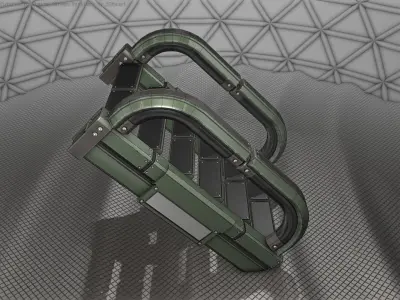 Sci-Fi Stairs - 10 - Green Version Low-poly 3D model