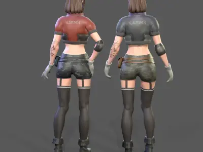 Sexy Military Girl - Game Ready 3D model Low-poly 3D model