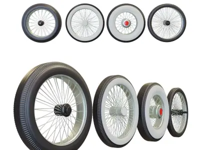 Classic kit of Vintage Tires Low-poly 3D model