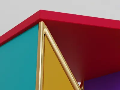 Modern Colorful Geometric Brass and MDF Side Table Free 3D model