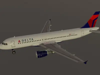 Delta airlines airbus a320-214 low poly 3D Model  Low-poly 3D model
