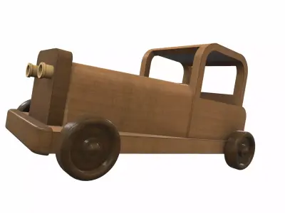 Wooden car toy retro 4 Free 3D model