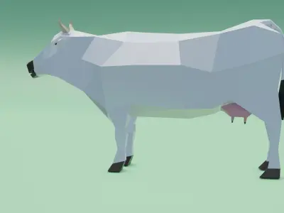 Low poly cow Indian cow Low-poly 3D model