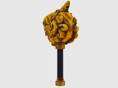 Sledgehammer Golden Dragon Head Hammer Lowpoly Gavel Low-poly 3D model