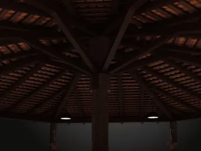 Rustic Wooden Pavilion e Gazebo Set 3D model