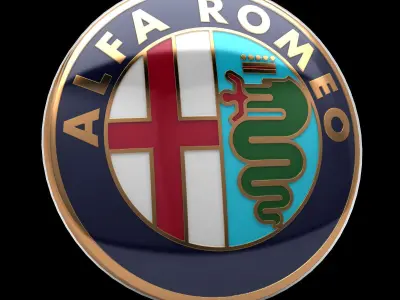 Alfa Romeo Badge 1982 and after Low-poly 3D model