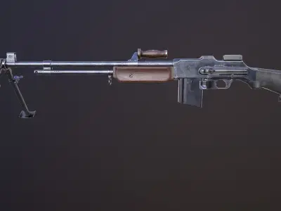 M1918A2 machine gun Low-poly 3D model