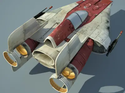 Game Ready Star Wars RZ-1 A-wing interceptor Starfighter Low-poly 3D model