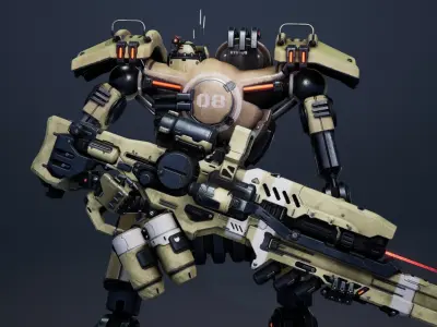 Etasphera08 robot with gun Low-poly 3D model