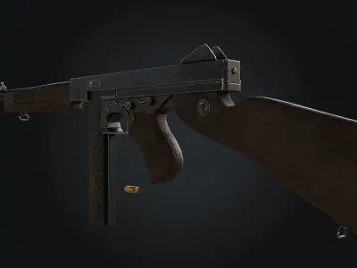 M1A1 Thompson Submachine gun Low-poly 3D model purchase