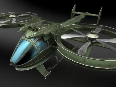 Helicopter twin rotorcraft 3D model