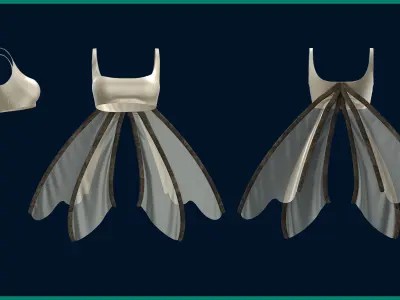 5 female wing outfit 3D model