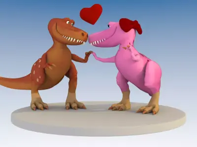 Cartoon T-Rex Dinosaur Low-poly 3D model