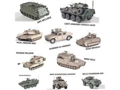 10 Military Vehicles Collection v5 Low-poly 3D model