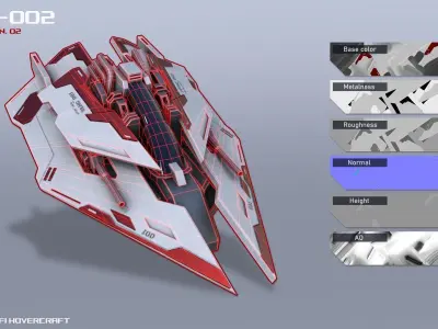 Scifi Hovercraft Low-poly 3D model