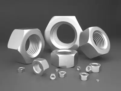 Nut DIN 934 - similar ISO 4032 - M2 to M90 3D model