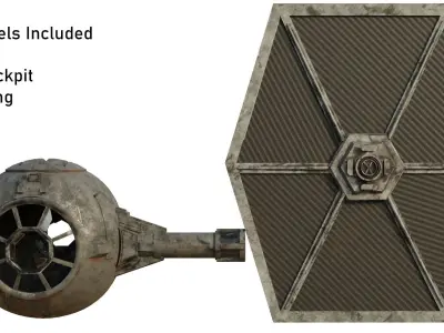 Tie Fighter Wreckage Low-poly 3D model