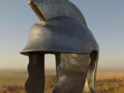 Ancient Greek Attic Helmet 3D model