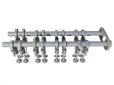 Camshaft and Engine Valves 3D model