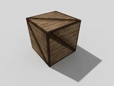 low poly wooden box Low-poly 3D model