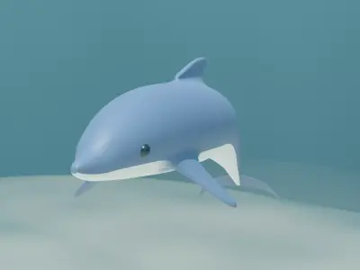 Animated Cartoony Dolphin  Low-poly 3D model